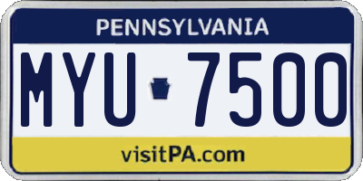 PA license plate MYU7500