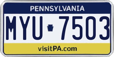 PA license plate MYU7503