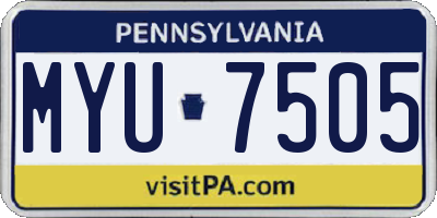 PA license plate MYU7505