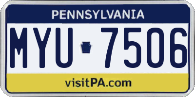 PA license plate MYU7506