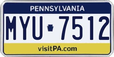 PA license plate MYU7512
