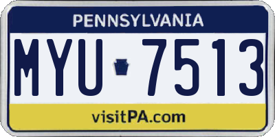 PA license plate MYU7513