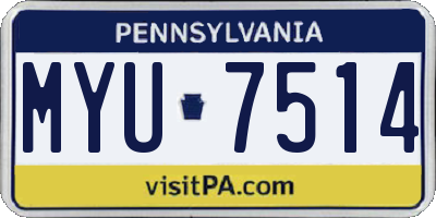 PA license plate MYU7514