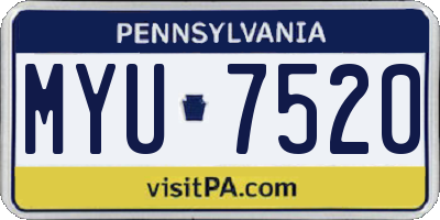 PA license plate MYU7520