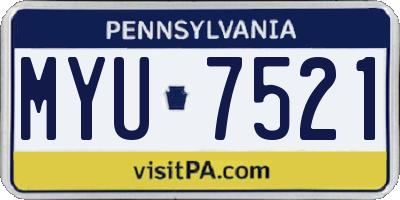 PA license plate MYU7521