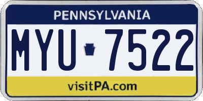 PA license plate MYU7522