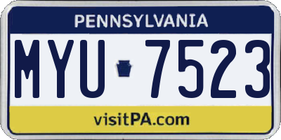 PA license plate MYU7523