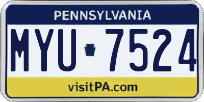 PA license plate MYU7524