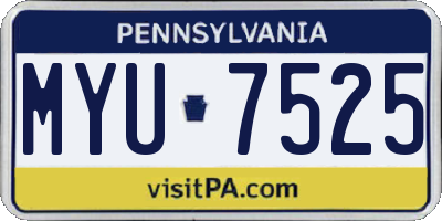 PA license plate MYU7525