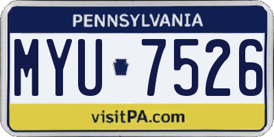 PA license plate MYU7526