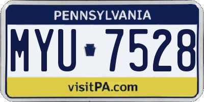 PA license plate MYU7528