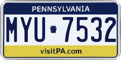 PA license plate MYU7532