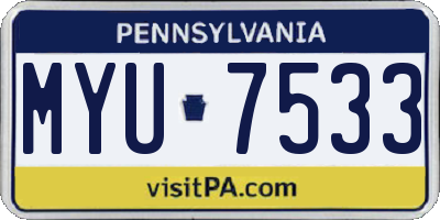 PA license plate MYU7533