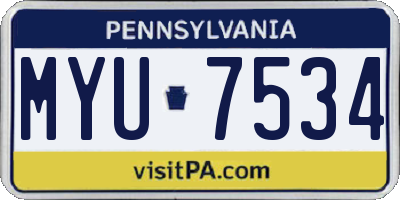PA license plate MYU7534
