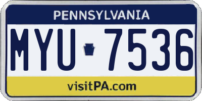 PA license plate MYU7536