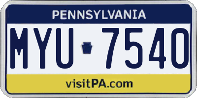 PA license plate MYU7540