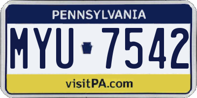 PA license plate MYU7542