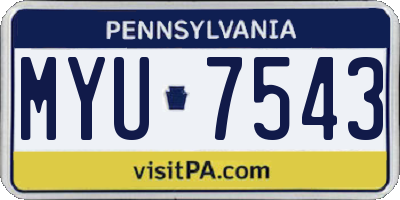PA license plate MYU7543
