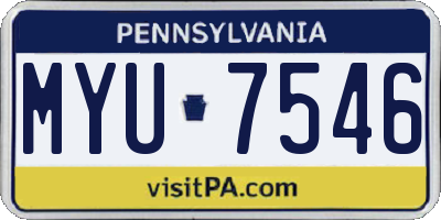 PA license plate MYU7546