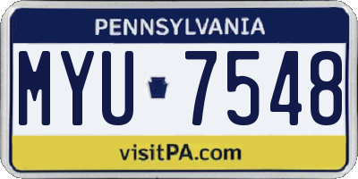 PA license plate MYU7548