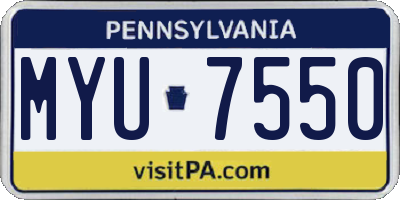 PA license plate MYU7550