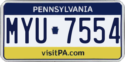 PA license plate MYU7554