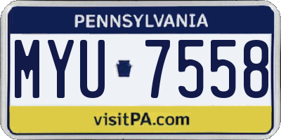 PA license plate MYU7558