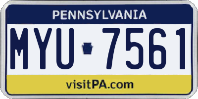 PA license plate MYU7561