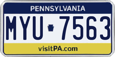 PA license plate MYU7563