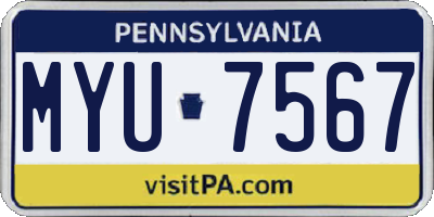 PA license plate MYU7567
