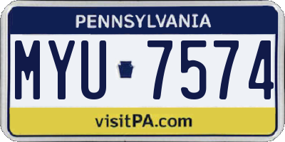 PA license plate MYU7574