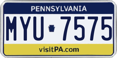 PA license plate MYU7575