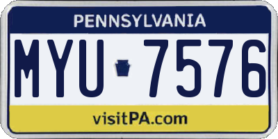 PA license plate MYU7576