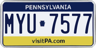 PA license plate MYU7577