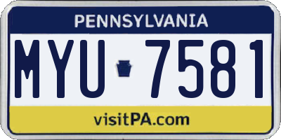 PA license plate MYU7581