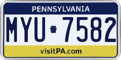 PA license plate MYU7582