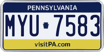 PA license plate MYU7583