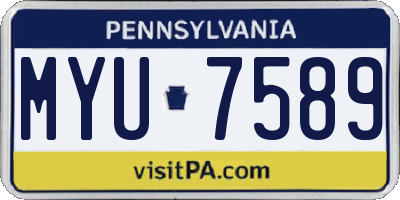 PA license plate MYU7589