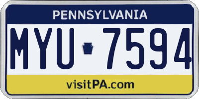 PA license plate MYU7594