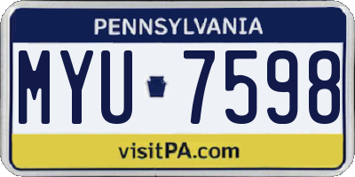 PA license plate MYU7598