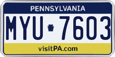 PA license plate MYU7603
