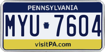 PA license plate MYU7604