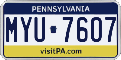 PA license plate MYU7607
