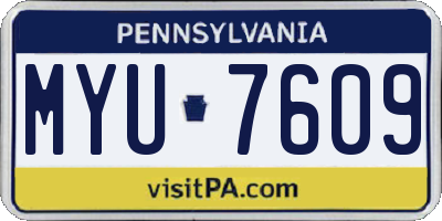 PA license plate MYU7609
