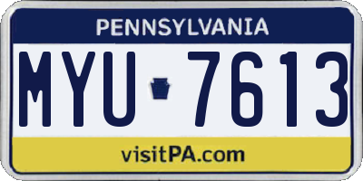 PA license plate MYU7613