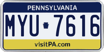 PA license plate MYU7616