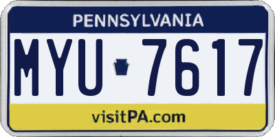 PA license plate MYU7617