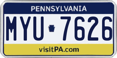 PA license plate MYU7626
