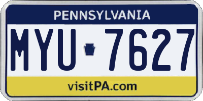 PA license plate MYU7627