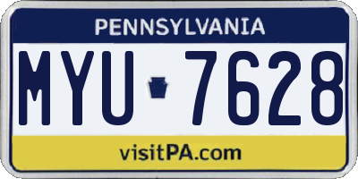 PA license plate MYU7628